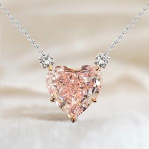 Two Tone Classic Heart Cut Pink Sapphire Pendant Necklace For Women