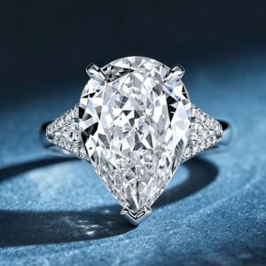 Pear Cut White Sapphire Split Shank Engagement Ring For Women 