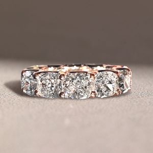 Rose Gold Cushion Cut White Sapphire Wedding Band For Women