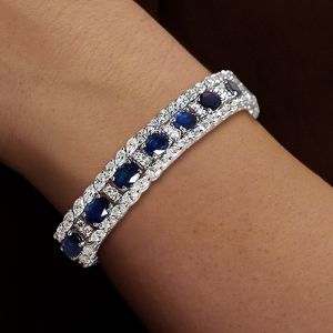 Oval & Marquise Royal Blue Sapphire Bracelet For Women 
