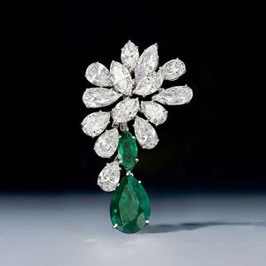 Pear & Marquise Cut Emerald Sapphire Brooch For Women