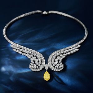 Two Tone Pear Cut Yellow Sapphire Necklace For Women