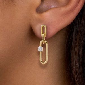 Solitaire Two Tone Round Cut White Sapphire Drop Earrings For Women Wedding Jewelry