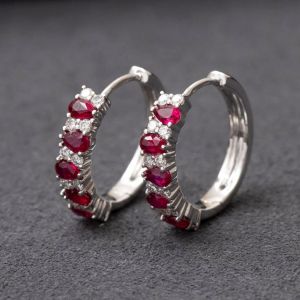 Pear Cut Ruby Sapphire Hoop Earrings For Women Wedding Jewelry 