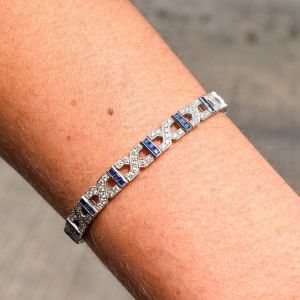 Milgrain Round Cut White Sapphire Bracelet For Women