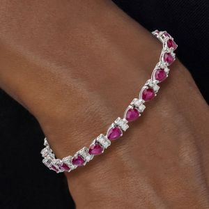 Pear Cut Ruby Sapphire Tennis Bracelets For Women Wedding Jewelry 