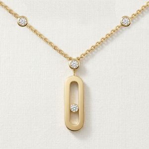 Golden Bezel Round Cut White Sapphire Pendant Necklace For Women