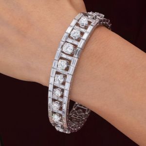 Round Cut White Sapphire Bracelet For Women 