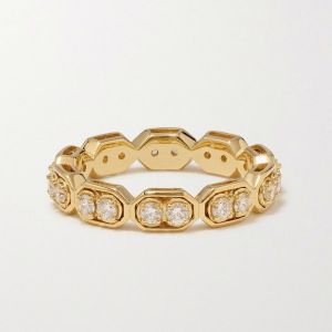 Gold Round Cut White Sapphire Wedding Band For Women