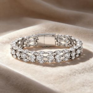 Triple Row Marquise & Pear Cut White Sapphire Bracelet For Women Wedding Jewelry