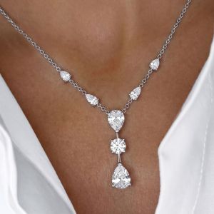 Pear Cut White Sapphire Necklace Pendant Necklace For Women