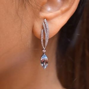 Marquise Cut Aquamarine Drop Earrings For Women Wedding Jewelry
