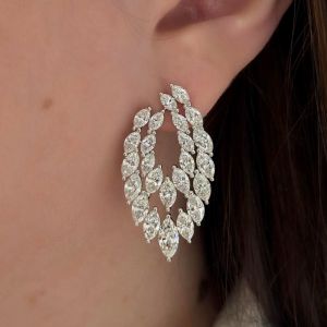 Double Row Marquise Cut White Sapphire Drop Earrings For Women Wedding Jewelry