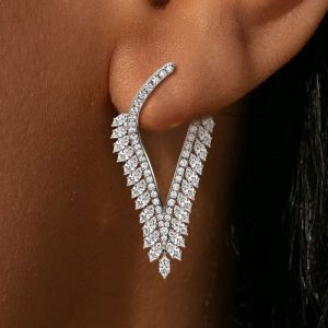Marquise Cut White Sapphire Hoop Earrings For Women Wedding Jewelry 
