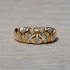Two Tone Round Cut White Sapphire Cocktail Ring Wedding Band For Women