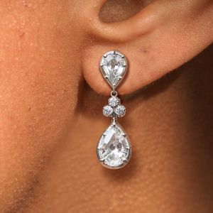 Classic Pear Cut White Sapphire Drop Earrings Wedding Jewelry For Women