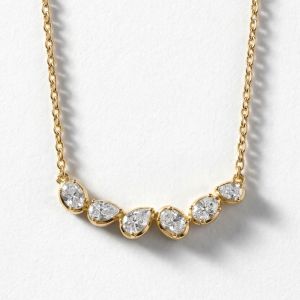Oval & Pear Cut White Sapphire Pendant Necklace Gold Chains For Women 