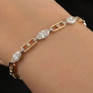 Two Tone Marquise Cut White Sapphire Bracelets For Women Wedding Jewelry