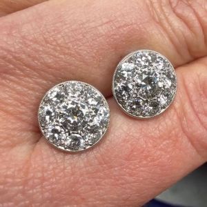 Milgrain Halo Round Cut White Sapphire Stud Earrings For Women  