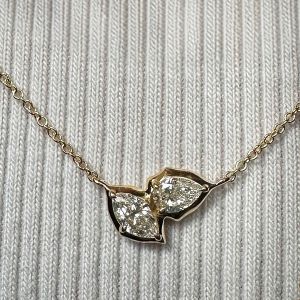Golden Marquise & Pear Cut White Sapphire Pendant Necklace For Women  