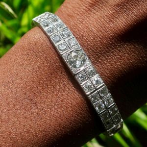 Milgrain Round Cut White Sapphire Tennis Bracelet For Women  
