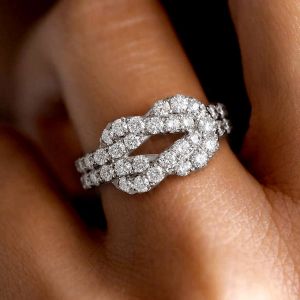 Infinity Design Round Cut White Sapphire Wedding Band For Women