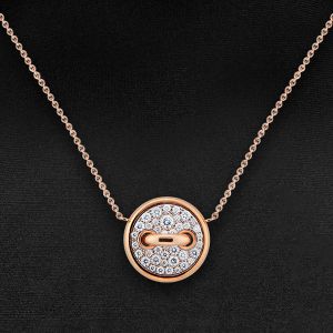 Pave Setting Rose Gold Round Cut White Sapphire Pendant Necklace For Women