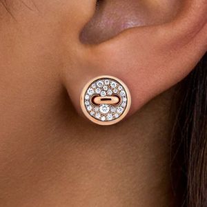 Rose Gold Pave Setting Round Cut White Sapphire Stud Earrings For Women