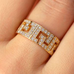 Gold Eternity Hollow Round Cut White Sapphire Band Ring Wide Statement Ring Wedding Band For Women