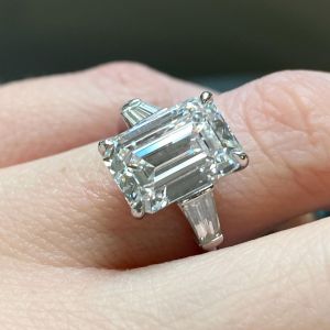 Emerald Cut Three Stone Engagement Ring