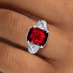Unique Design Cushion Cut Ruby Sapphire Engagement Ring For Women