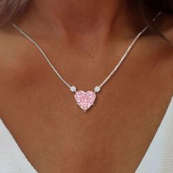 Pink Sapphire Heart Necklace