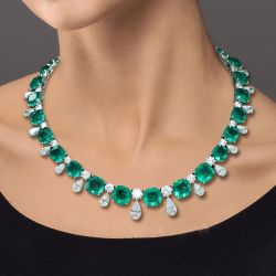 Cushion Cut Emerald Necklace