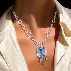 Vintage Aquamarine Pendant Necklace