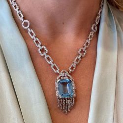 Vintage Aquamarine Pendant Necklace