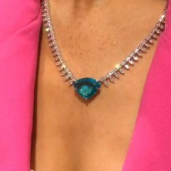 Trillion Cut Emerald Sapphire Necklace For Women