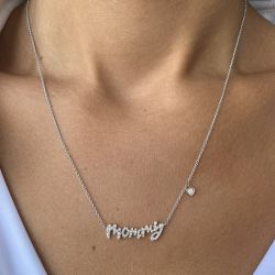 Round Cut White Sapphire Mommy Pendant Necklaces