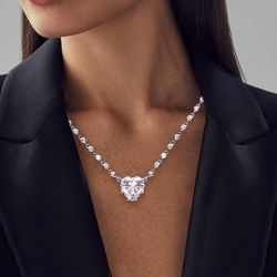 Pure Created White Sapphire Heart Cut Pendant Necklace