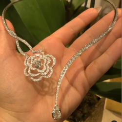 Flower & Water Drop Design Open Necklace