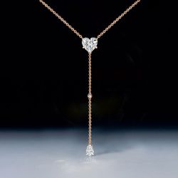 Rose Gold Solitaire Heart & Pear Cut White Sapphire Pendant Necklace For Women