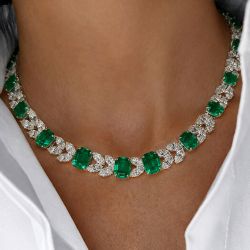 Emerald & Marquise Cut Emerald Sapphire Necklace For Women