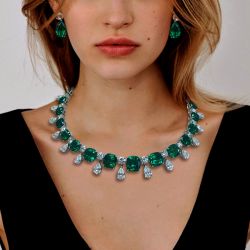 Emerald Necklace And Earring Set