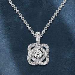 The Center Of Me Design Round Cut White Sapphire Pendant Necklace For Women