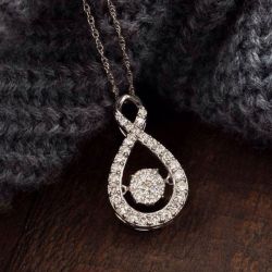 Created White Sapphire Round Cut Pendant Necklace For Women