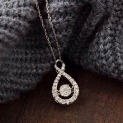 Created White Sapphire Round Cut Pendant Necklace For Women