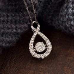 Created White Sapphire Round Cut Pendant Necklace For Women