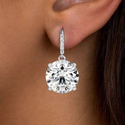 Classic Round Cut White Sapphire Drop Earrings