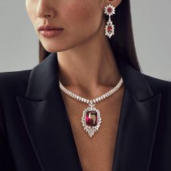 Ruby Necklace And Earring Set