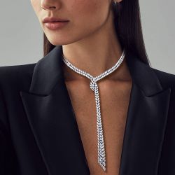 Luxury Marquise Cut White Sapphire Multi Row Lariat Necklace