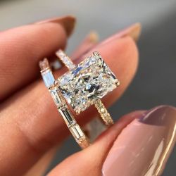 Rose Gold Radiant Cut Bridal Set